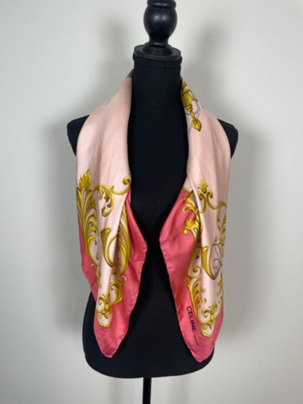 Vintage Celine Paris large silk square scarf